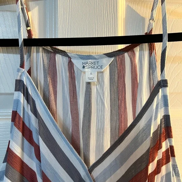 NWOT Market & Spruce Multicolor Striped Dress Size L - Picture 2 of 7